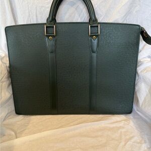 Auth Louis Vuitton Taiga Leather Briefcase Green Vintage 1996 Made In France